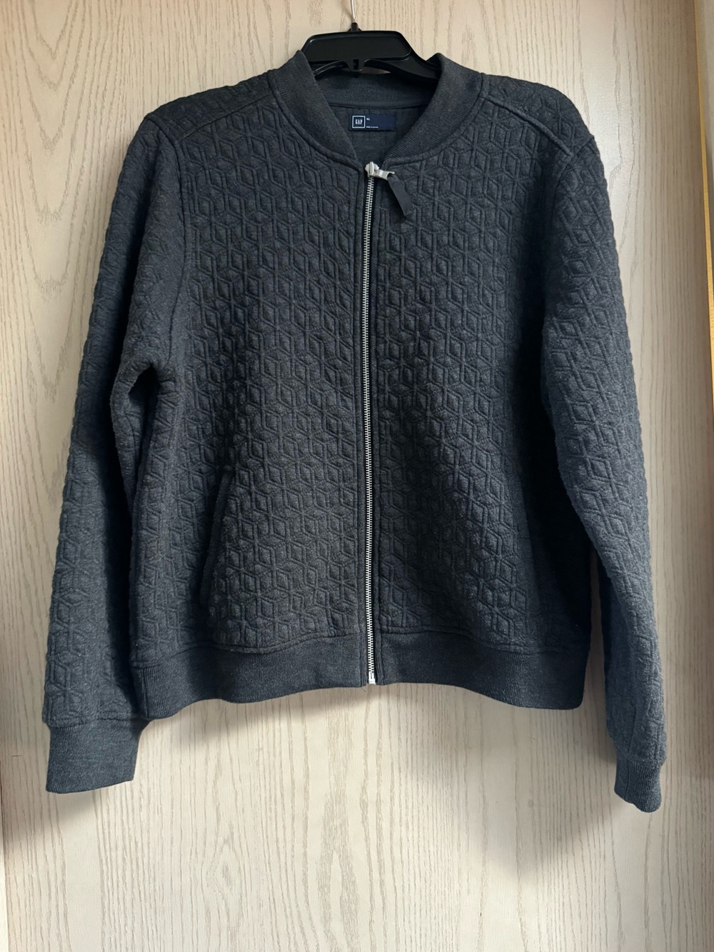 Gap Charcoal Gray Quilted Geometric Bomber Jacket size XL